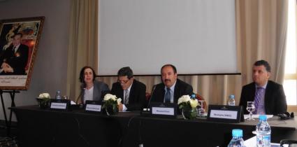 From L. to R.: Clementina Barbaro, Head of the cooperation programme with Morocco at the CEPEJ secretariat, Abderrafi Erouihane, Director of Human Resources of the Ministry of Justice and Liberties of Morocco, Mohamed Kasri, member of the Constitutional Council of Morocco, Mustapha Simou, President of the Administrative Court of Rabat