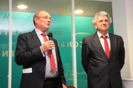 Jacques Isnard, ancien président de l’UIHJ, et Jean-Michel Rouzaud, président de l’ENP, pendant l’inauguration du musée Hostiarii (Photo : Stéphane Rollot)
