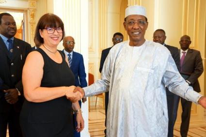Idriss Déby Itno, President of the Republic of Chad, Françoise Andrieux, President of the UIHJ